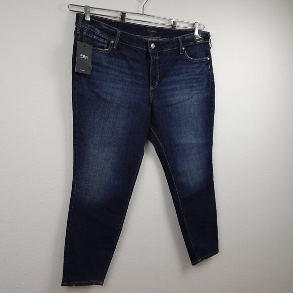 Silver Jeans Elyse Skinny Leg Women's Plus Size 22W Blue Denim Stretch - Picture 4 of 11